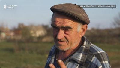 Мешканець с-ща Архангельського, який вивіз тіла захисників. Скріншот кадру із відео «Суспільне Дніпро»